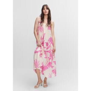 Mango Pink Floral Maxi Dress Spaghetti Straps Sz 6 Resortwear Vacation